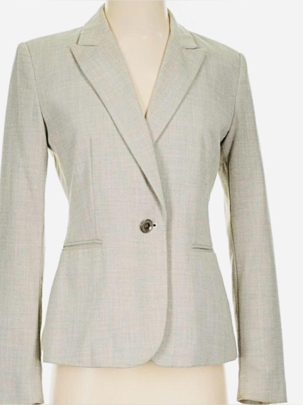 Zara Basic Tailored Single-Button Blazer in Light Grey